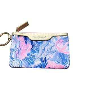 Lilly Pulitzer Pink & Blue Coin Purse & Key Chain